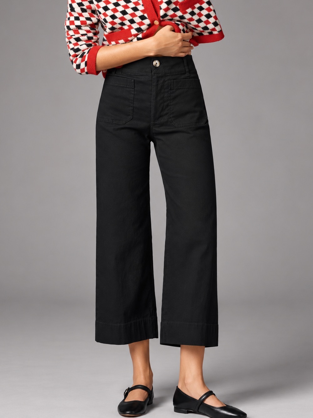 Anthropologie Maeve Colette High Rise Wide Leg Pant Magic Fabric Black Womens 28